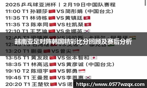 越南亚足对阵韩国精彩比分回顾及赛后分析